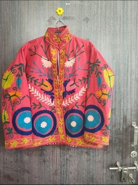 Embroidered Pink Floral Statement Jacket